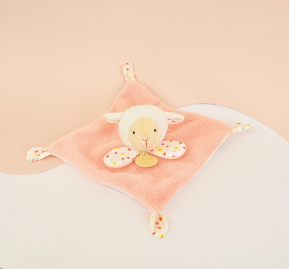 Doudou Pluszowy otulacz pomarańczowy Owieczka 19 cm - obrazek 4