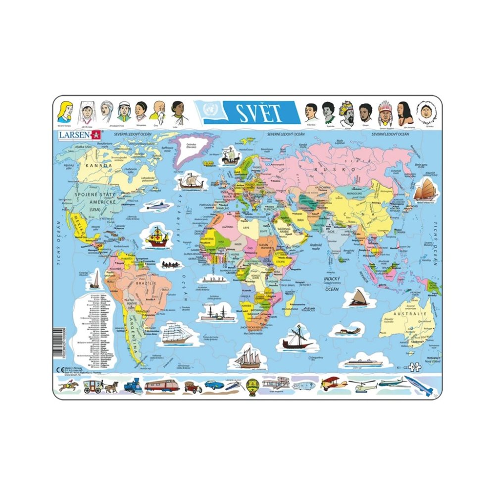 Larsen Puzzle Educativo Mundo Mapa Político 107 piezas