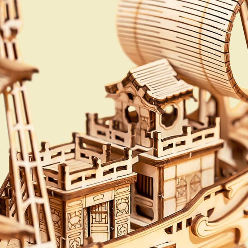Puzzle 3D en bois RoboTime - Voilier japonais – Image 3