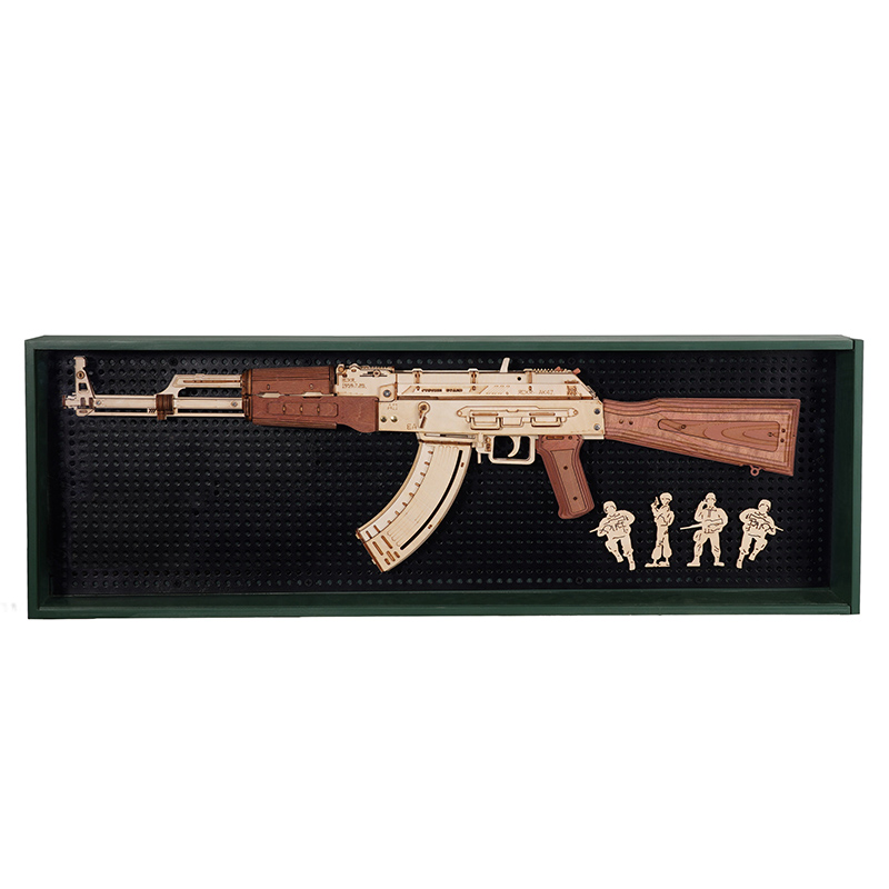 RoboTime Puzzle 3D en bois mécanique Fusil d'assaut AK-47 – Image 7