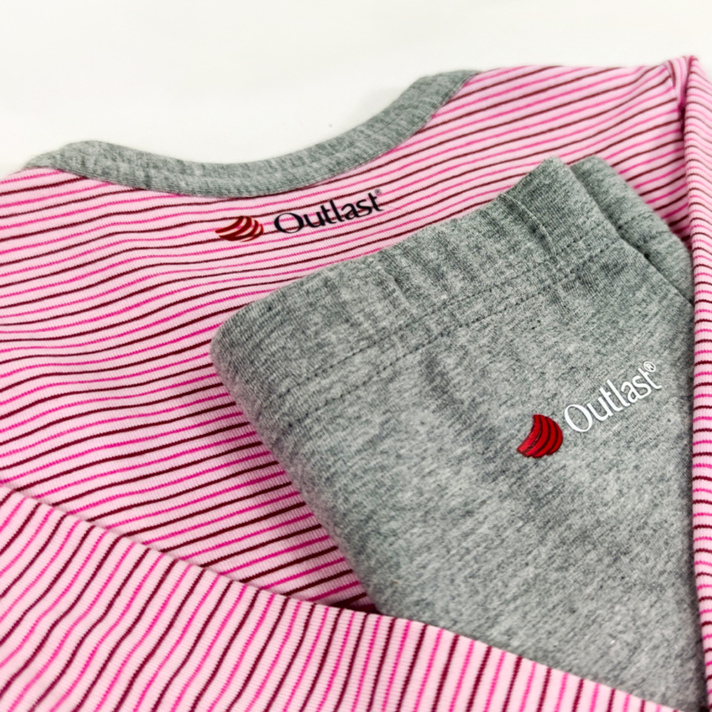 Pyjama DR Outlast® - rayure rose bordeaux/chiné gris 122 – Image 4