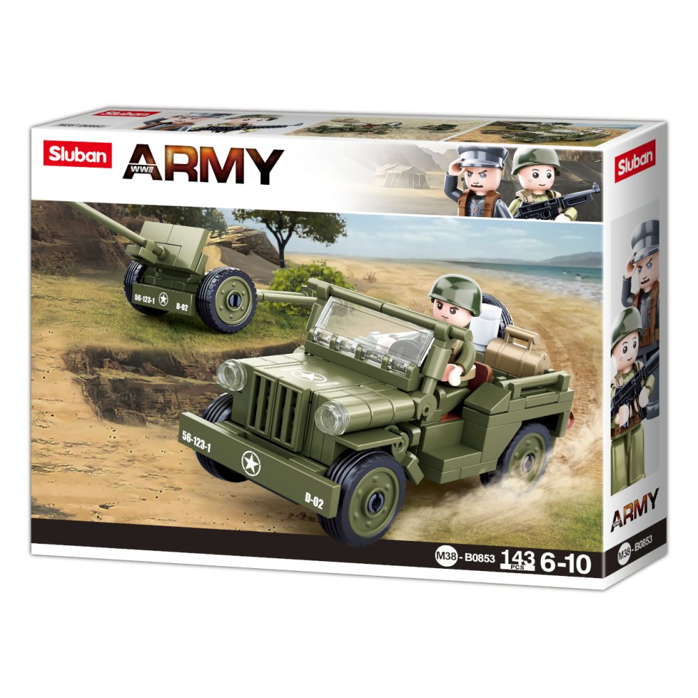 Sluban Army WW2 M38-B0853 Spojenecký džíp a protiletadlové dělo (obrázek 2)