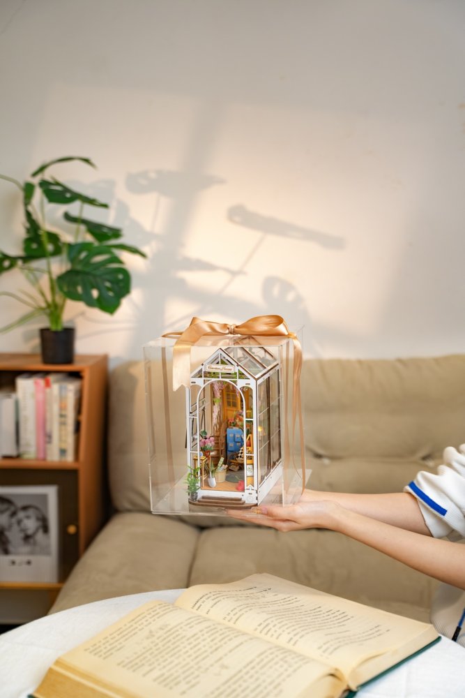 RoboTime 3D skládačka Zarážka na knihy Miniatura domečku Skleník (obrázek 2)