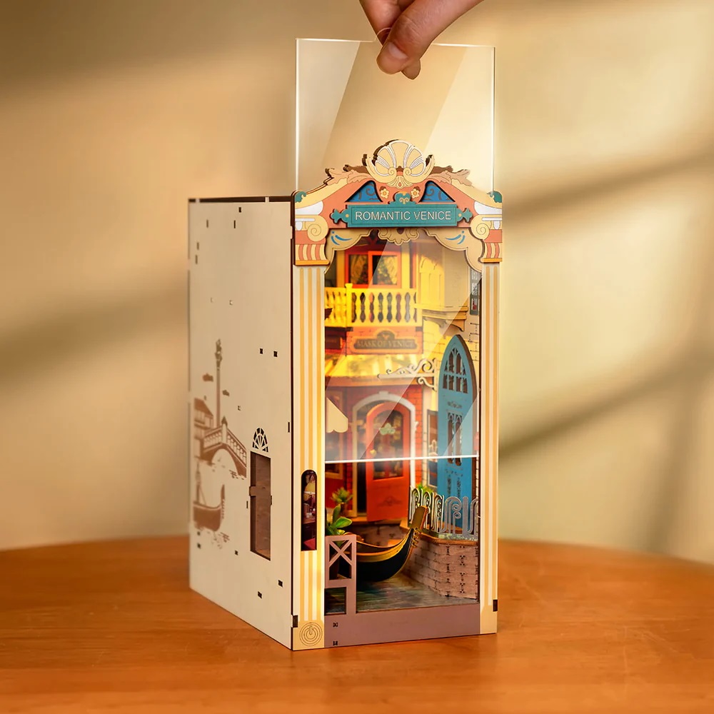RoboTime 3D skládačka Zarážka na knihy Miniatura domečku Romantické Benátky (obrázek 3)