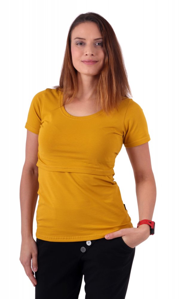 Catherine Nursing T-Shirt, Short Sleeve - Mustard S/M,Catherine Nursing T-Shirt, Short Sleeve - Mustard S/M