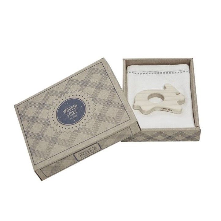 Wooden Story Mini Teether - Hare With A Hanky,Wooden Story Mini Teether - Hare With A Hanky
