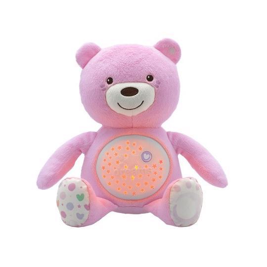 CHICCO Ours En Peluche Avec Projecteur Et Musique Baby Bear First Dreams Rose 0m+