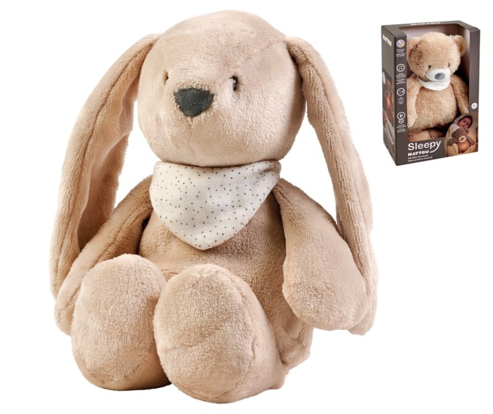 NATTOU Peluche Ninna Nanna Musicale Con Sensore Di Luce E Pianto 4 In 1 Sleepy Bunny Beige 0m+