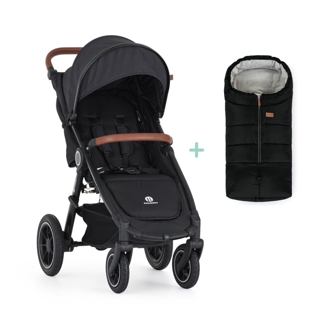 PETITE&MARS Barnvagn Street2 Air Ek Perfekt Svart + PETITE&MARS Jibotväska GRATIS