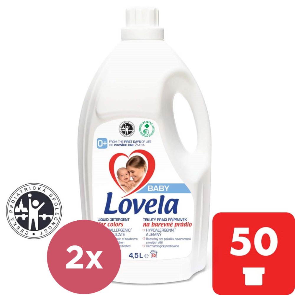 2x LOVELA Baby Liquid Detergent For Colored Clothes 4.5 L / 50 Washes