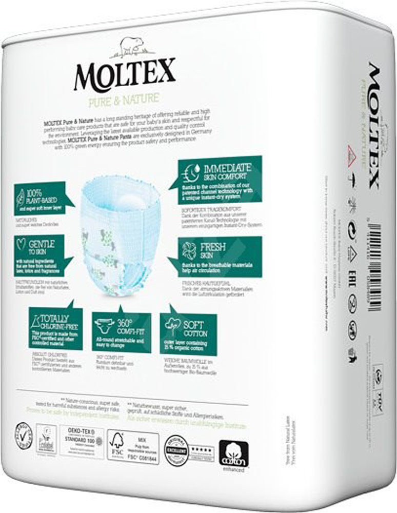 2x Chiloți Pentru Scutece De Unică Folosință MOLTEX Pure&Nature 4 Maxi (7-12 Kg) 22 Buc