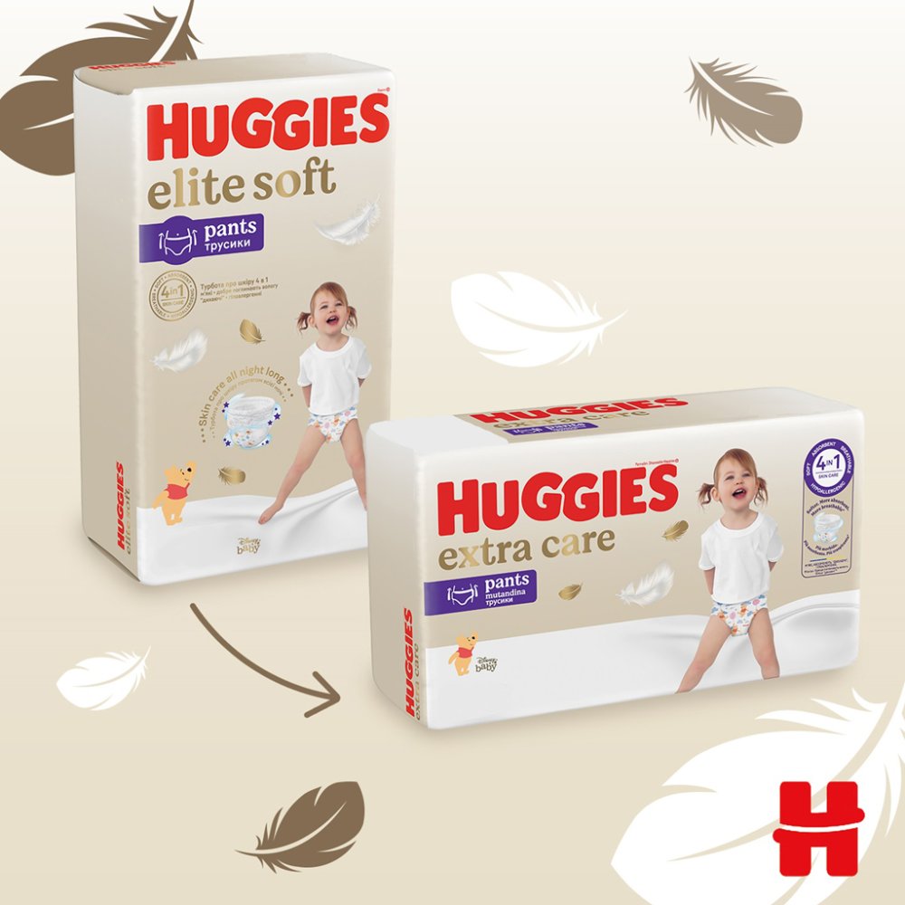 2x HUGGIES® Kalhotky Plenkové Jednorázové 5 Extra Care Pants (12-17 Kg) 34 Ks