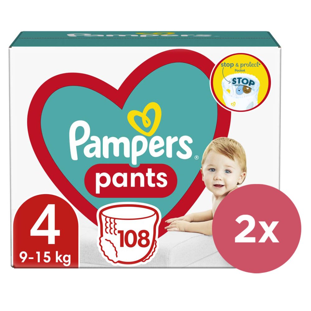 2x PAMPERS Pants Chiloți Scutec De Unică Folosință 4 (9-15 Kg) 108 Buc - MEGA PACK