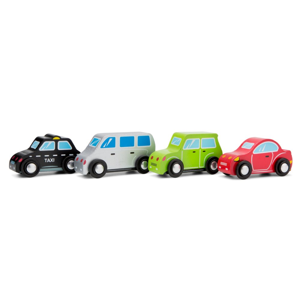 Juego De Mini Coches De Madera - 4 Piezas