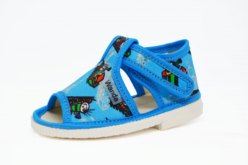 WANDA Children's slippers open toe blue train boy size S 17 - Image 4