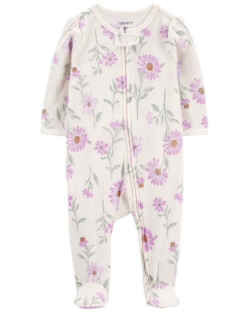 Tuta con cerniera a fiori color avorio Sleep&Play di CARTER, bambina, taglia 6m/taglia. 68