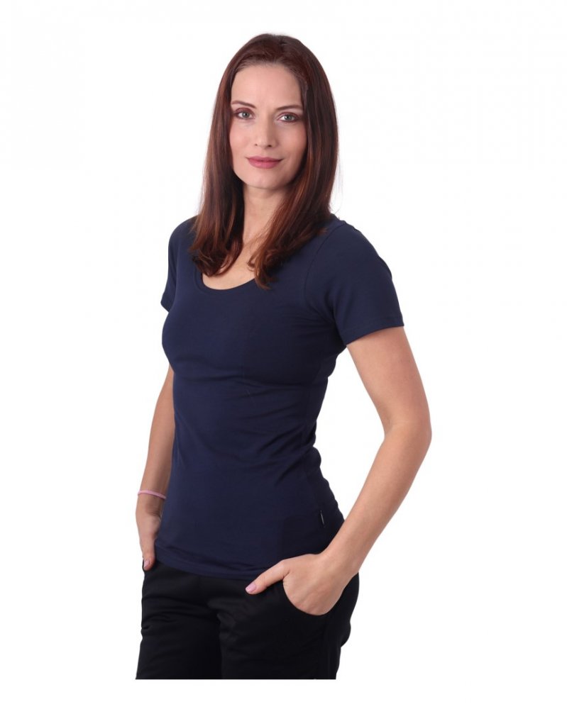 T-shirt donna Brigita, manica corta, blu scuro L/XL