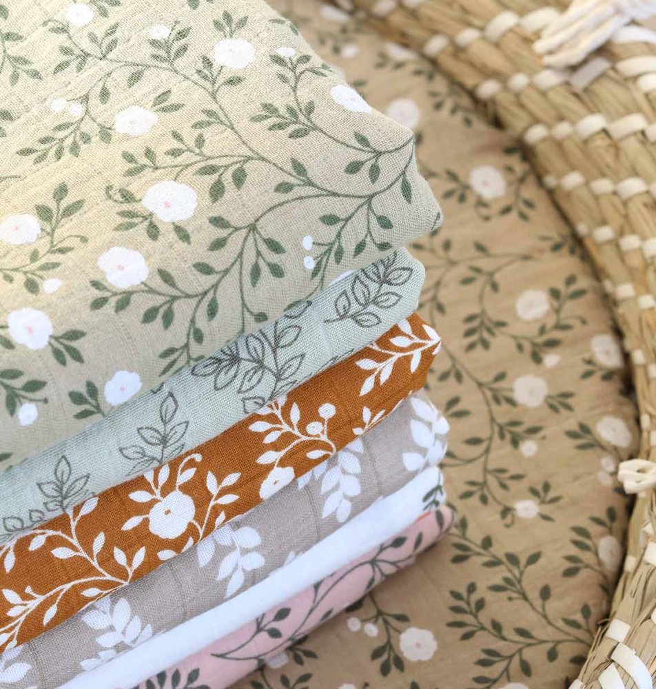 A Little Lovely Company - Pannolini di mussola, blossom - dark sage - immagine 6