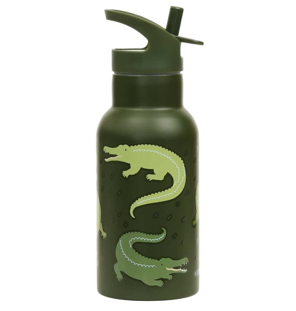 A Little Lovely Company - Borraccia in acciaio inossidabile, 350 ml - coccodrillo
