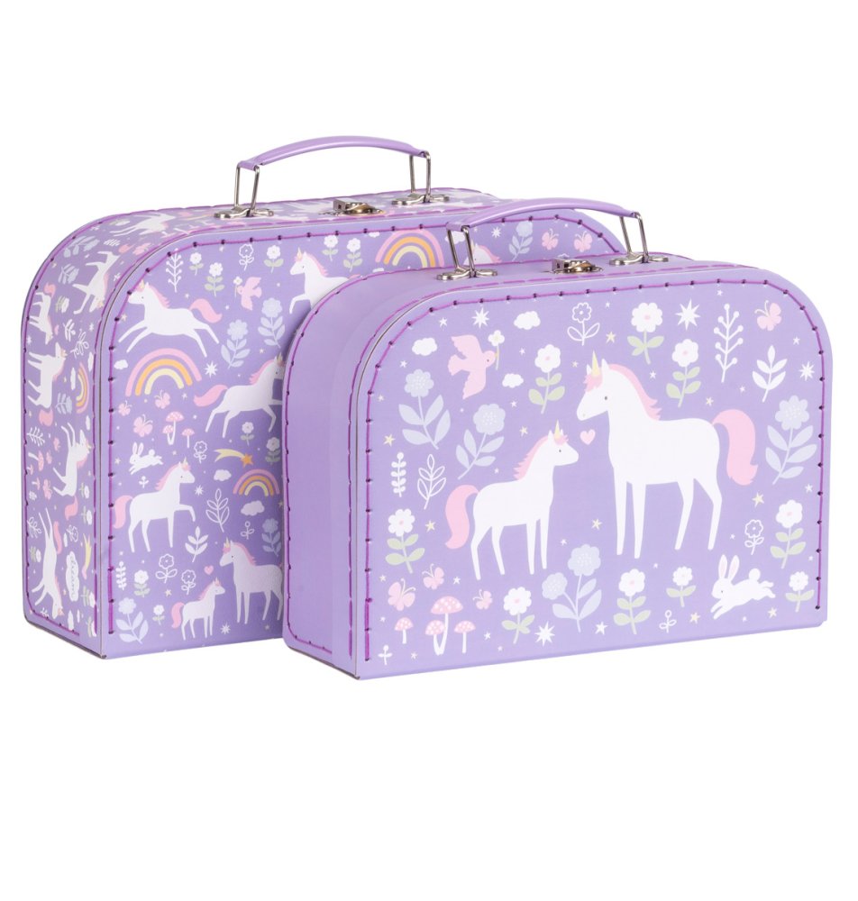 A Little Lovely Company - Ensemble de deux valises en carton - licornes et arc-en-ciel