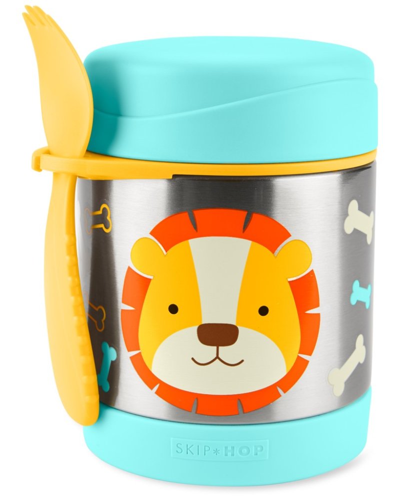 SKIP HOP Zoo Termos per alimenti con cucchiaio/forchetta Leone 325 ml, 3a+