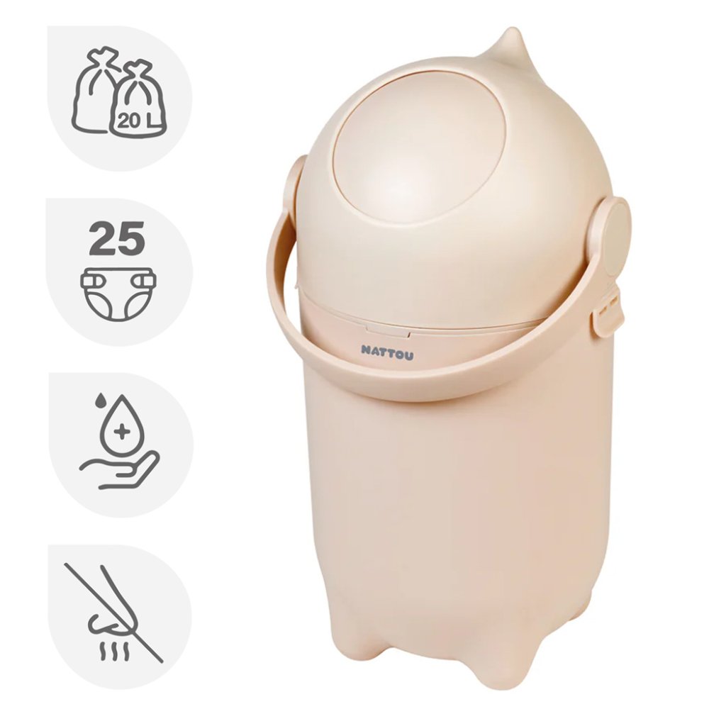 NATTOU Corbeille à couches Dropy Beige 27 cm, 20l
