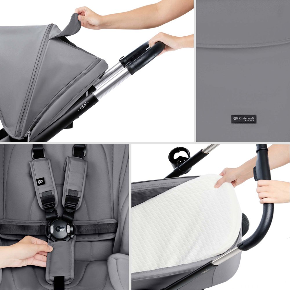 KINDERKRAFT Poussette combinée Nea 2 2en1 Platinum Grey – Image 6