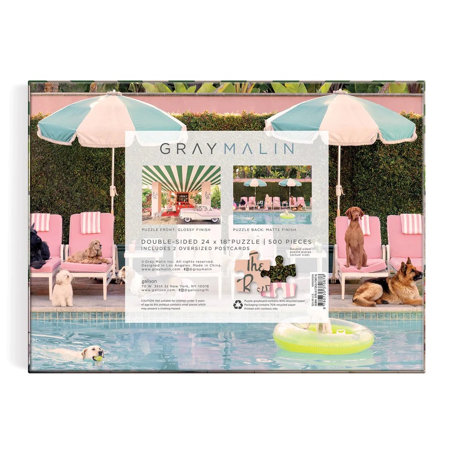 Puzzle de doble cara Galison Perros en el hotel Beverly Hills 500 piezas - Imagen 4
