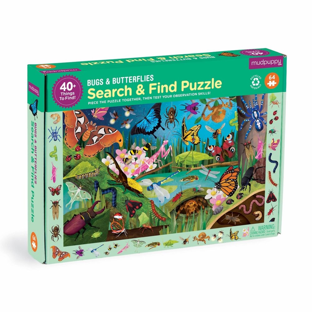 Puzzle Mudpuppy Insectes et papillons 64 pièces
