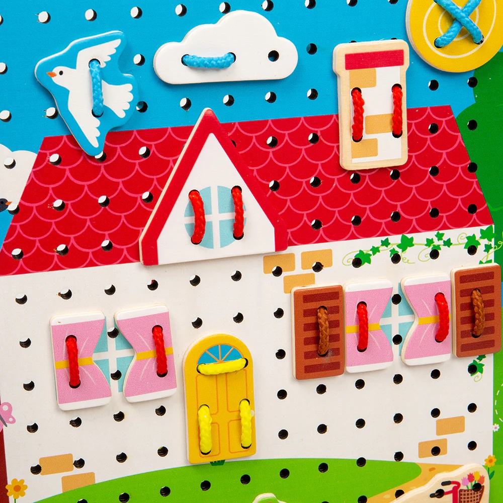 Bigjigs Toys Tablero de enhebrar casita - Imagen 5