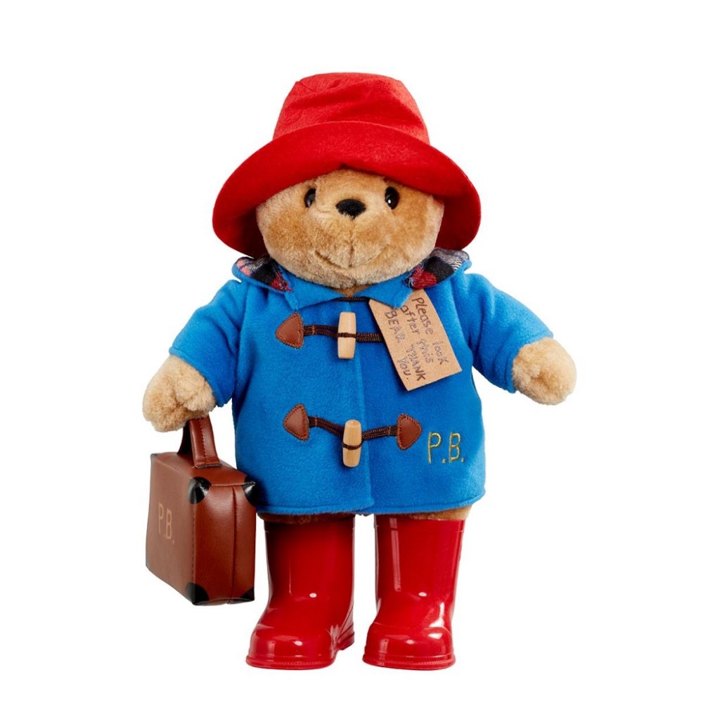 Paddington arcobaleno di peluche con stivali e valigia