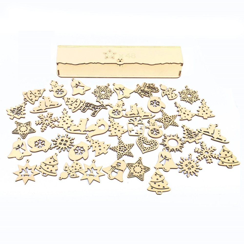 Kúzlo dreva Adornos navideños en caja 48 piezas