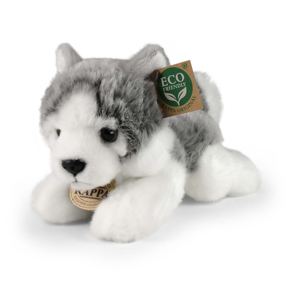 Rappa Peluche cane husky sdraiato 20 cm ECO-FRIENDLY