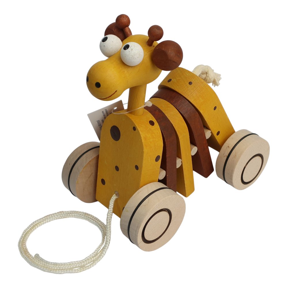 Giocattolo da trainare in legno - Giraffa battente