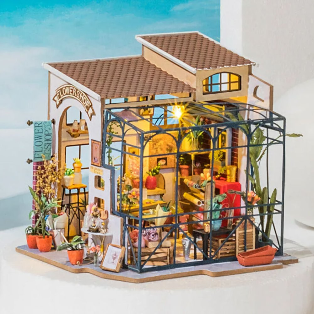 RoboTime Puzzle 3D in legno Miniatura della casetta Negozio di fiori - immagine 3