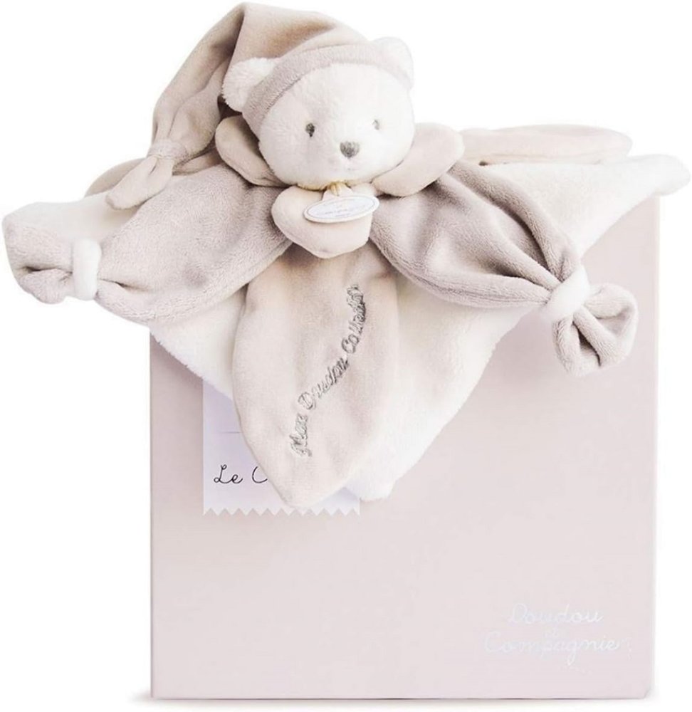 Coffret cadeau Doudou - lange en peluche ours beige 24 cm