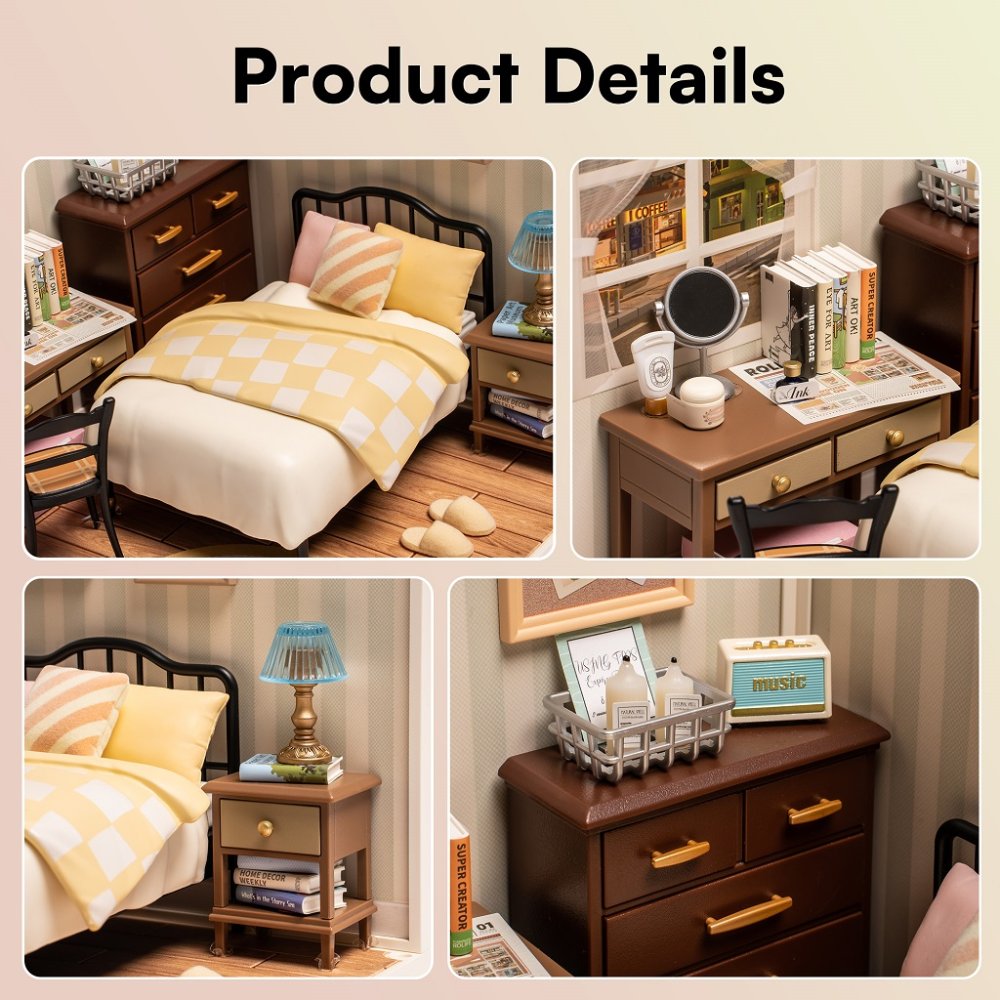 RoboTime 3D fa puzzle Miniatűr ház hálószoba Sweet Dream - Image 4