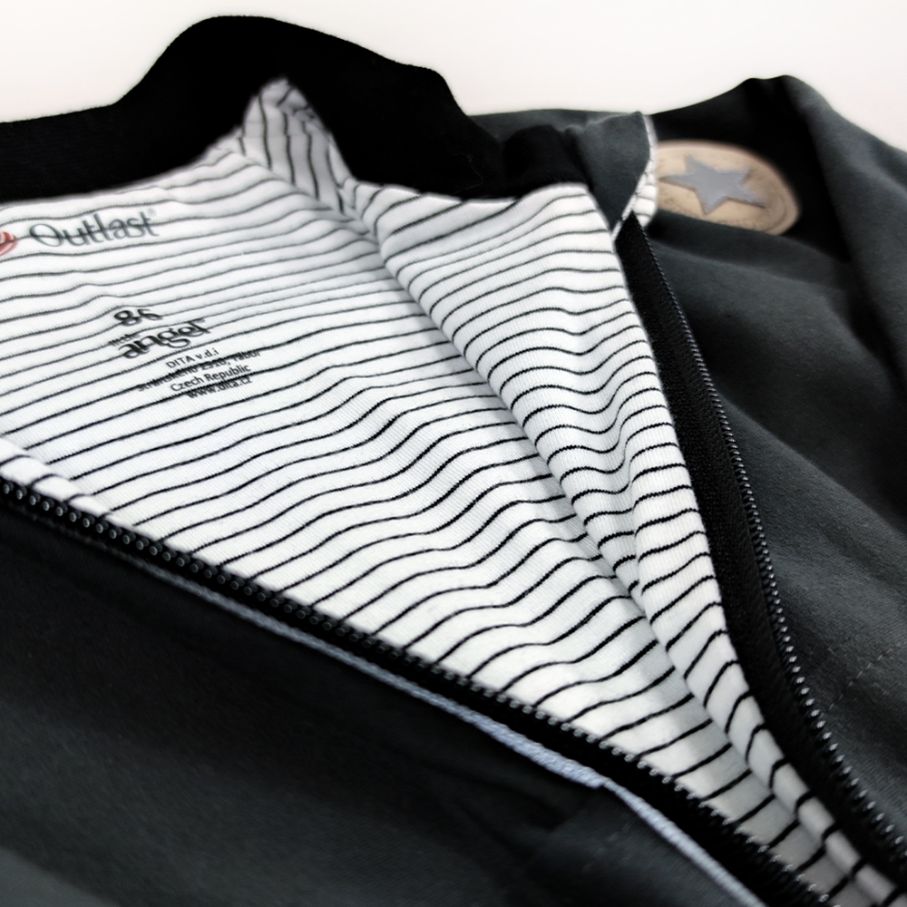 Gefüttertes Sweatshirt mit Outlast®-Reißverschluss - anthrazit/weiß-schwarz gestreift 92 – Bild 3
