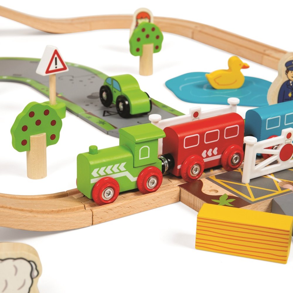 Bigjigs Rail Dřevěná vláčkodráha s venkovskou cestou 80 dílů (obrázek 8)