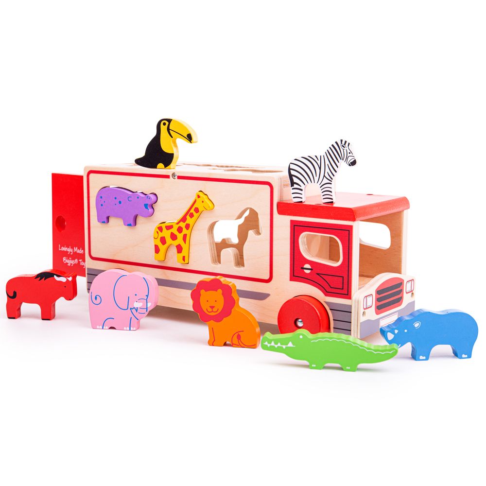 Bigjigs Toys Dřevěné auto se zvířátky safari (obrázek 8)