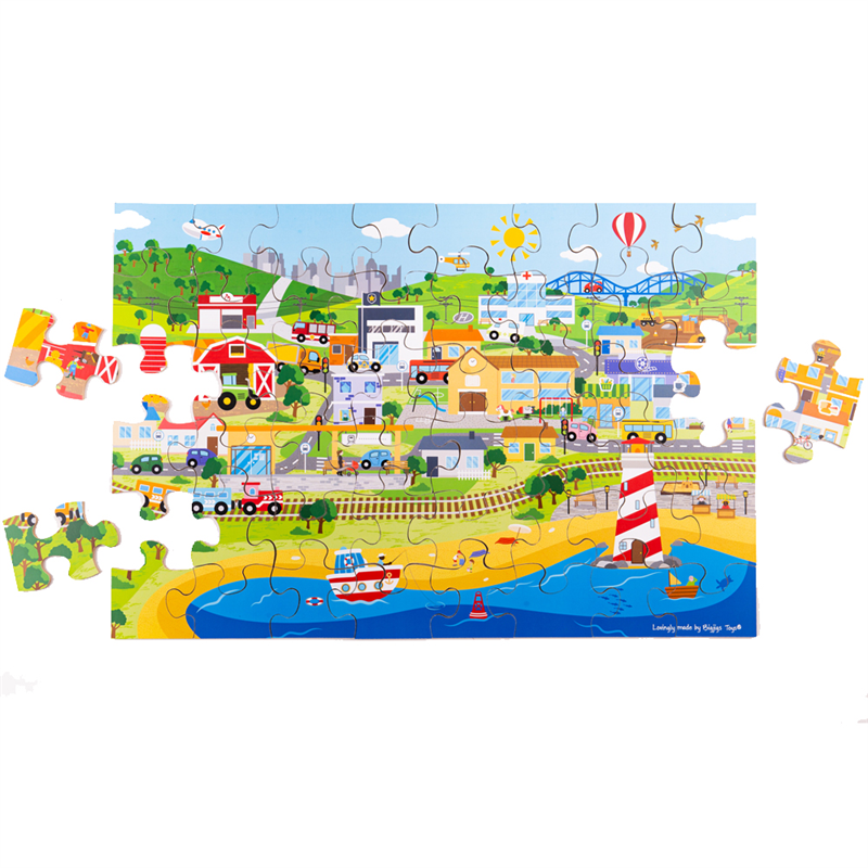 Bigjigs Toys Podlahové puzzle Město 48 dílků (obrázek 3)