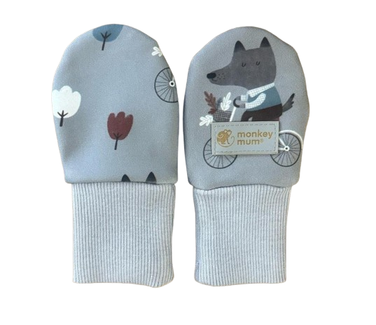 Monkey Mum® Guantes De Manopla Sin Pulgar Softshell Con Membrana - Lobos En Bicicleta 2