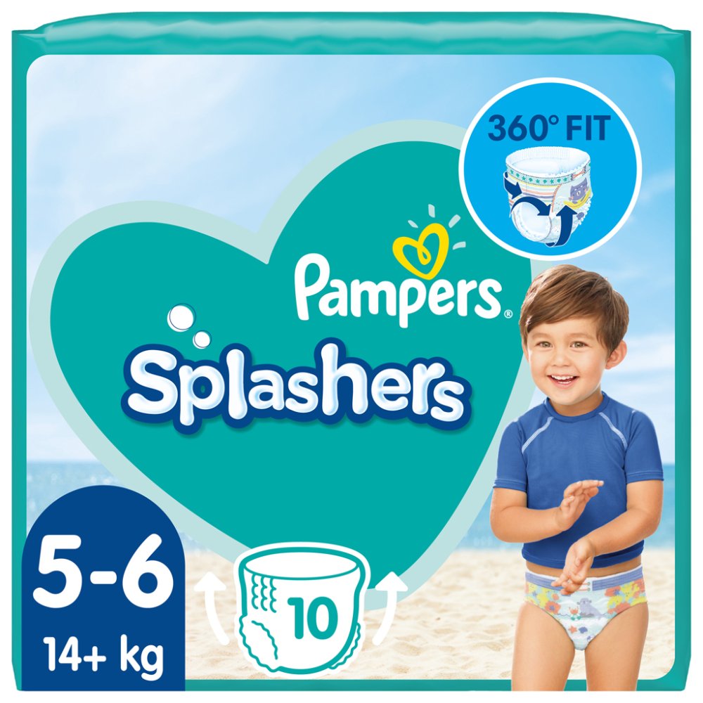 PAMPERS Splashers Nepremočljive Pleničke Spodnjice Velikost 5 (10 Kom) 12-17 Kg