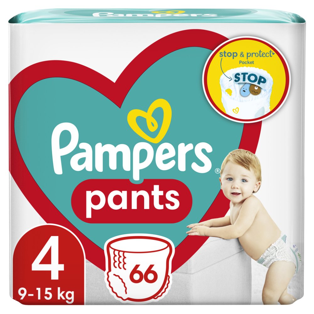 PAMPERS Pleny Kalhotkové Active Baby Pants Vel. 4 (66 Ks) 9-15 Kg