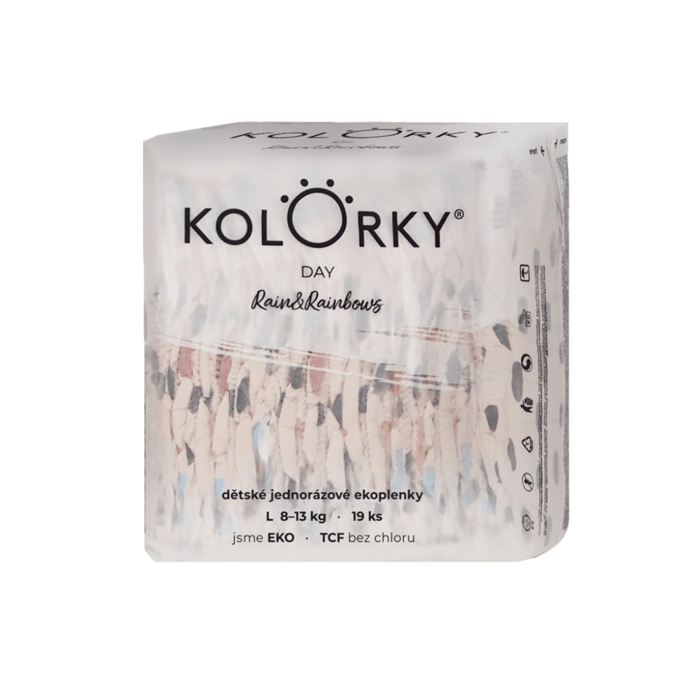 KOLORKY DAY Luiers Wegwerp Eco, Regen&regenboog L (8-13 Kg) 19 Stuks