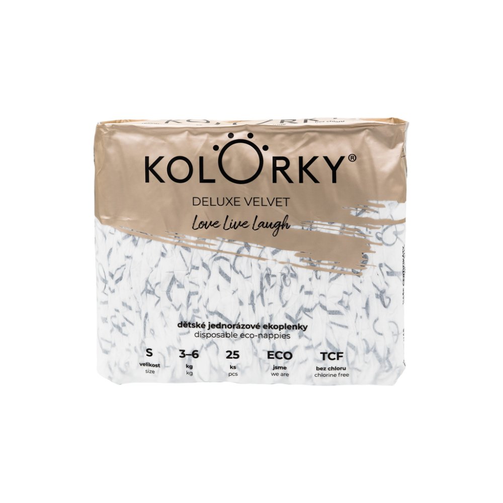 KOLORKY DELUXE VELVET Eco-disposable Diapers With Velvet Surface S (3-6 Kg) 200 Pcs - MONTHLY STOCK