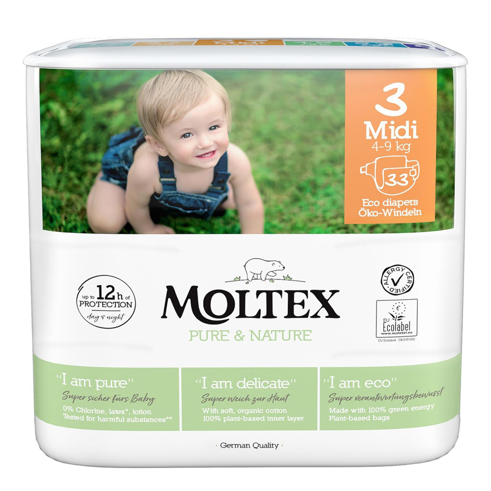 2x MOLTEX Pure&Nature Wegwerfwindeln 3 Midi (4-9 Kg)