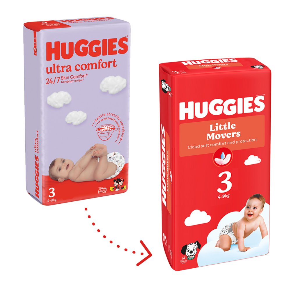 HUGGIES® Couches Jetables Little Movers 3 (4-9 Kg) 78 Pcs