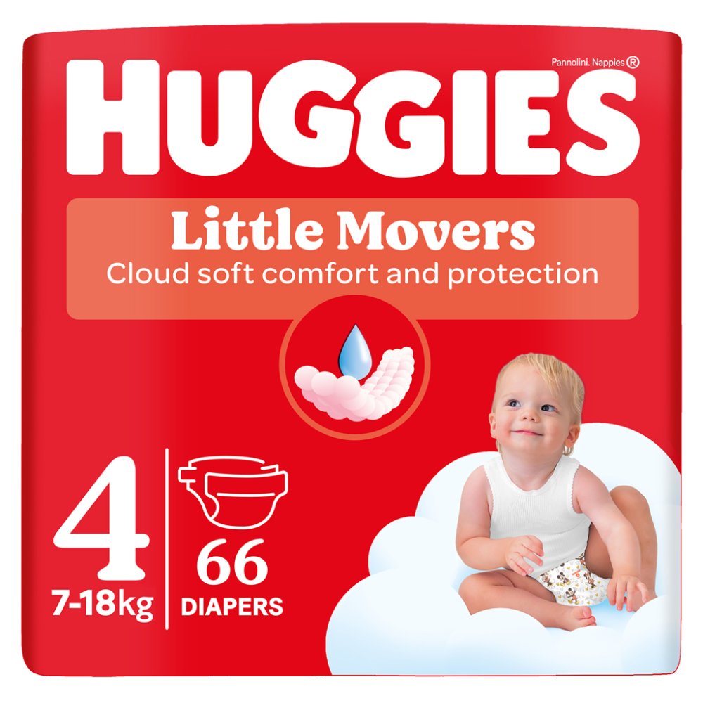 HUGGIES® Windeln Einweg Little Movers 4 (7-18 Kg) 66 Stk