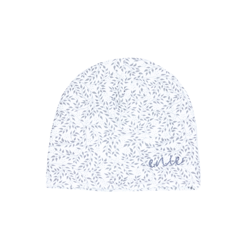 ENIE BABY Bonnet Enfant Gris Feuilles Uni 6-9m